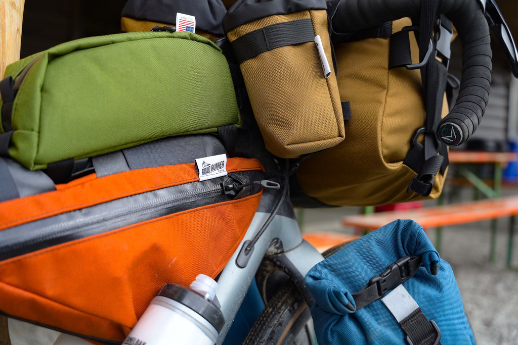 A complete set of bikepacking bags by Road Runner Bags