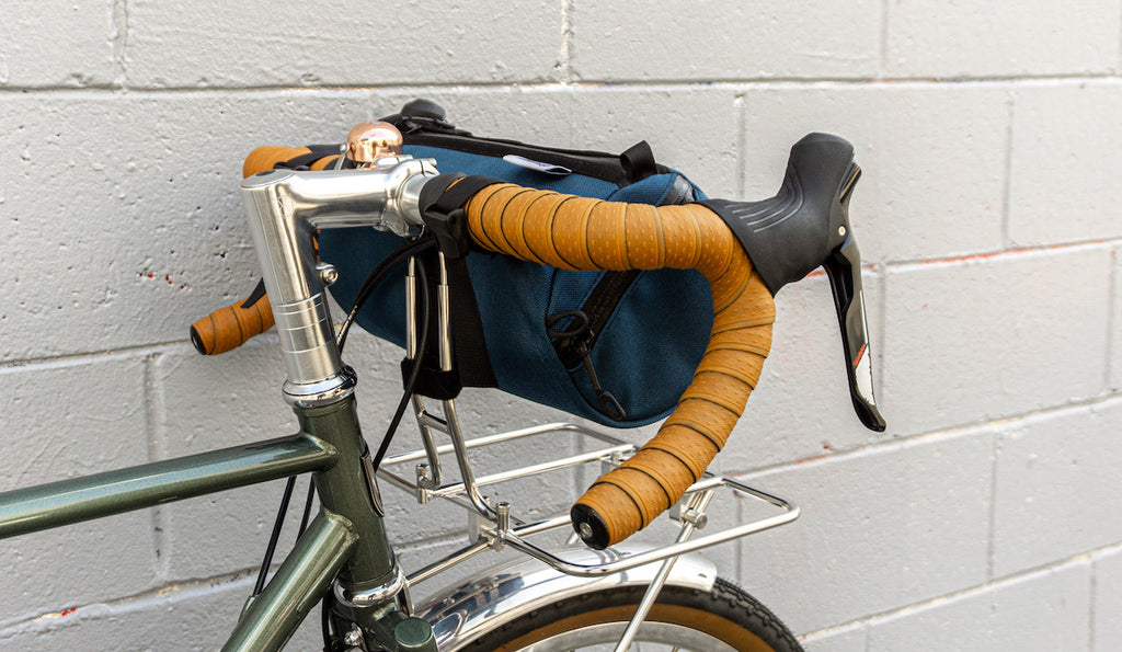 Road Runner Bags West Coast Burrito Handlebar Bag for Road, Gravel and Bikepacking in Navy Cordura